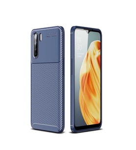 Oppo Reno 3 Kılıf Esnek Soft Karbon Tasarım Legion Serisi (Lacivert)