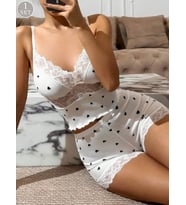 Dantelli Siyah Kalpli Şortlu Pijama Takımı