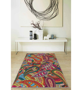Çok Renkli Colorful Kaymaz Tabanlı Dekoratif Halı RV253 - 100 x 160 cm
