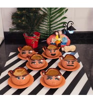 Toprak Fincan Takımı Emoji İfadeli Özel El Yapımı