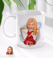 BK Gift Kişiye Özel İsimli Kadın Manken Karikatürlü Beyaz Kupa Bardak-1