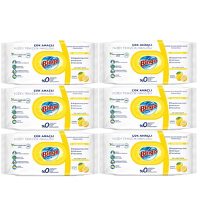 Bingo Clean Yüzey Temizlik Havlusu 96 Yaprak Limon Kokulu Plastik Kapaklı (6 Lı Set) 576 Yaprak