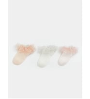 LCW baby Pembe Fırfırlı Kız Bebek Patik Çorap 3'lü