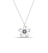 Nazar Detaylı Lotus Çiçeği 925 Ayar Gümüş Kadın Kolye