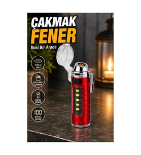 Dijital Ekranlı Tip C Şarjlı Ark Çakmak ve LED El Feneri