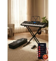 Midex PS-5200BK-HSS Pro Org 61 LED Işıklı Tuş Hassasiyetli Bluetooth Midi Kulaklık Stand Sustain