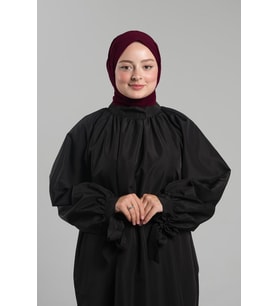 Bordo Pratik Hazır Geçmeli Tesettür Eşarp Sandy Arkadan Çıtçıtlı Piliseli Hijab 2406_16