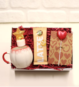 Kupa Bardak & Dekoratif  Mum & Led Yıldız Işık & Kahve Dünyası Özel Seri Latte  Hediye Seti