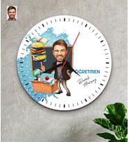 Kişiye Özel Karikatürlü Erkek Öğretmen Ahşap Duvar Saati 32 CM (Çok Renkli)