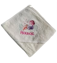 İsimli Deniz Temalı Kundak Havlusu  (Ekru)