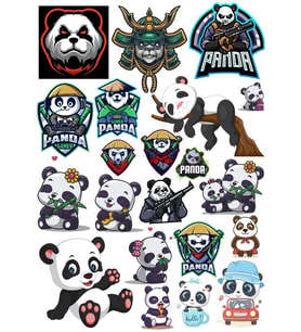 Panda Temalı Sticker -1 19 Parça Telefon, Tablet, Defter, Laptop Sticker