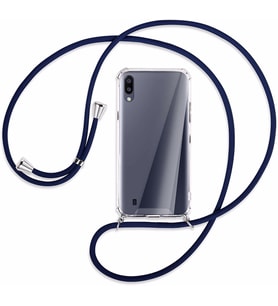Samsung Galaxy A10 Şeffaf Boyun - Omuz Askılı İpli Kılıf  (Siyah)