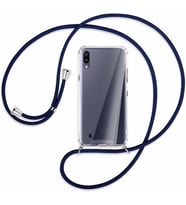 Samsung Galaxy A10 Şeffaf Boyun - Omuz Askılı İpli Kılıf  (Siyah)