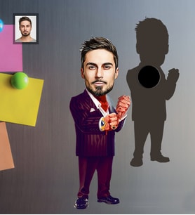 Kişiye Özel Kabadayı Karikatürlü  Ahşap Magnet Bay-1