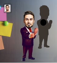 Kişiye Özel Kabadayı Karikatürlü  Ahşap Magnet Bay-1