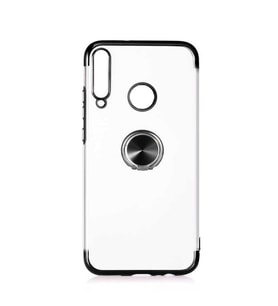 Huawei P40 Lite E Kılıf Kenarları Renkli Yüzüklü Manyetik Silikon (Siyah)