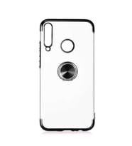 Huawei P40 Lite E Kılıf Kenarları Renkli Yüzüklü Manyetik Silikon (Siyah)