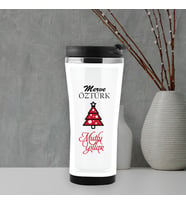Yılbaşı Tasarımlı İsme Özel Termos Mug (Beyaz)