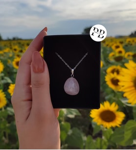 UNİSEX PEMBE TOMBUL KESİM DOĞAL TAŞ KOLYE