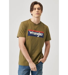 W7H4D3X45 Wrangler Erkek Baskılı Regular Fit Bisiklet Yaka T-Shirt Dusty Olive