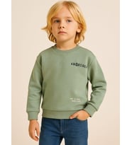 Erkek Çocuk Bisiklet Yaka Baskılı Sweatshirt (Yeşil)
