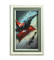 e38 EL İŞÇİLİĞİ F16 UÇAK KAĞIT RÖLYEF TABLO 58x85 CM - 6339