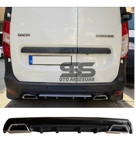 Dacia Dokker Difüzör Arka Tampon Eki 2 Egzoz Çıkışlı Siyah Lüx Tip