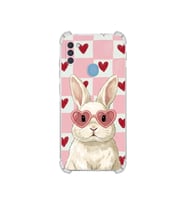 PrintiFy Samsung Galaxy M11 ile Uyumlu Pembe Pötikare Serisi Pembe Zıpzıp Tasarımlı Uv Baskılı Köşe Korumalı Antişok Kılıf