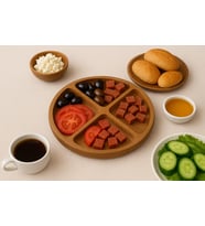 Saban Doğal Ahşap Çerezlik ve Kahvaltılık – 4 Bölmeli Sunum Tabağı  T9