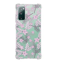 Samsung Galaxy S20 Fe  Köşe Korumalı Antişok Kapak Floral Pudra Tasarımlı Şeffaf  Kılıf