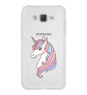 Samsung Galaxy J7 Core Kapak Unicorn Tasarımlı Şeffaf Silikon Kılıf
