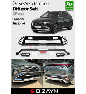 S-Dizayn Hyundai Tucson 4 Ön ve Arka Tampon Koruma Difüzör Seti 2025 Üzeri A+ Kalite