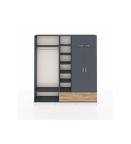 Arges Dolap 12 Raflı 2 Çekmeceli 2 Askılı 220x30x243 Antrasit-Antrasit/Çam