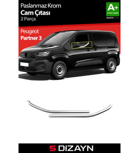 S-Dizayn Peugeot Partner 3 Krom Cam Çıtası 2 Prç 2019 Üzeri A+ Kalite