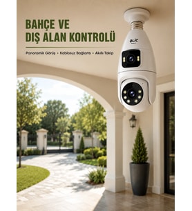Mey İthalat® Wi-Fi Ampul Kamera Sistemi Gece Görüşlü Çift Lens