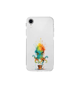 iPhone XR ile uyumlu Splash ahtapot tasarımlı şeffaf silikon kılıf