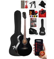 Midex XC-200BK Kesik Kasa Siyah Akustik Gitar 4/4 Yetişkin Üst Segment (Çanta Capo Askı Pena)