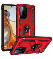 Xiaomi Mi 11T Pro 5G Kılıf Zore Vega Yüzüklü Standlı Zırh Kılıf (Kırmızı)