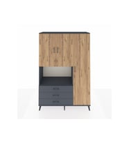 Hyperion Dolap 7 Raflı 3 Çekmeceli 3 Kapaklı 132x44x195 Antrasit-Çam/Antrasit