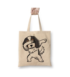Dabbing Tricolor Cavalier King Charles Spaniel Dogs Bez Çanta Alışveriş Çantası Plaj Çantası (Beyaz)