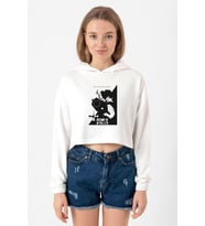 Cowboy Bebop Spike See You Space Cowboy Ekru Kadın Crop Kapşonlu