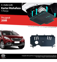 S-Dizayn Peugeot 2008 Çelik Karter Muhafaza 2013-2019 A+ Kalite (Karışık)