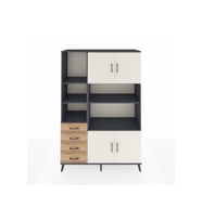 Hyperion Dolap 8 Raflı 4 Çekmeceli 4 Kapaklı 132x44x195 Antrasit-Aytaşı/Çam
