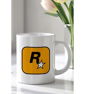Rockstar Tasarımlı 330ml Baskılı Beyaz Seramik Kupa Bardak