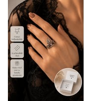 Gotik Tavşan Kafası Yüzük Kırmızı Taş Detaylı Unisex Alternatif Tarz Yüzük