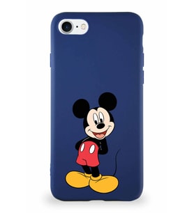 Apple iPhone SE 2022 Soft Premier Kapak Mickey Mouse-B Tasarımlı Silikon Kılıf - Lacivert (Şeffaf)