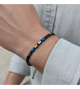 Valmont Accessories Taşlı Çok Renkli Erkek Bileklik Dikdörtgen Desenli Minimal Modern Bileklik
