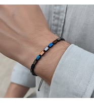 Valmont Accessories Taşlı Çok Renkli Erkek Bileklik Dikdörtgen Desenli Minimal Modern Bileklik