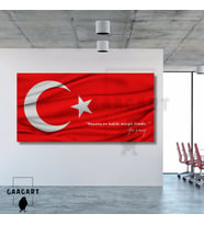 Panoramik Kanvas Makam Panosu Türk Bayrağı Atatürk ‘’Hayatta en hakiki mürşit ilimdir. ‘’