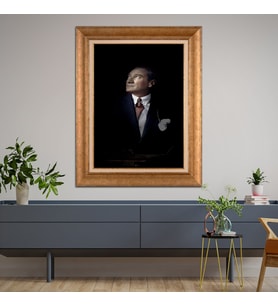 Altın Varaklı Paspartulu Çerçeveli Tablo rv1553